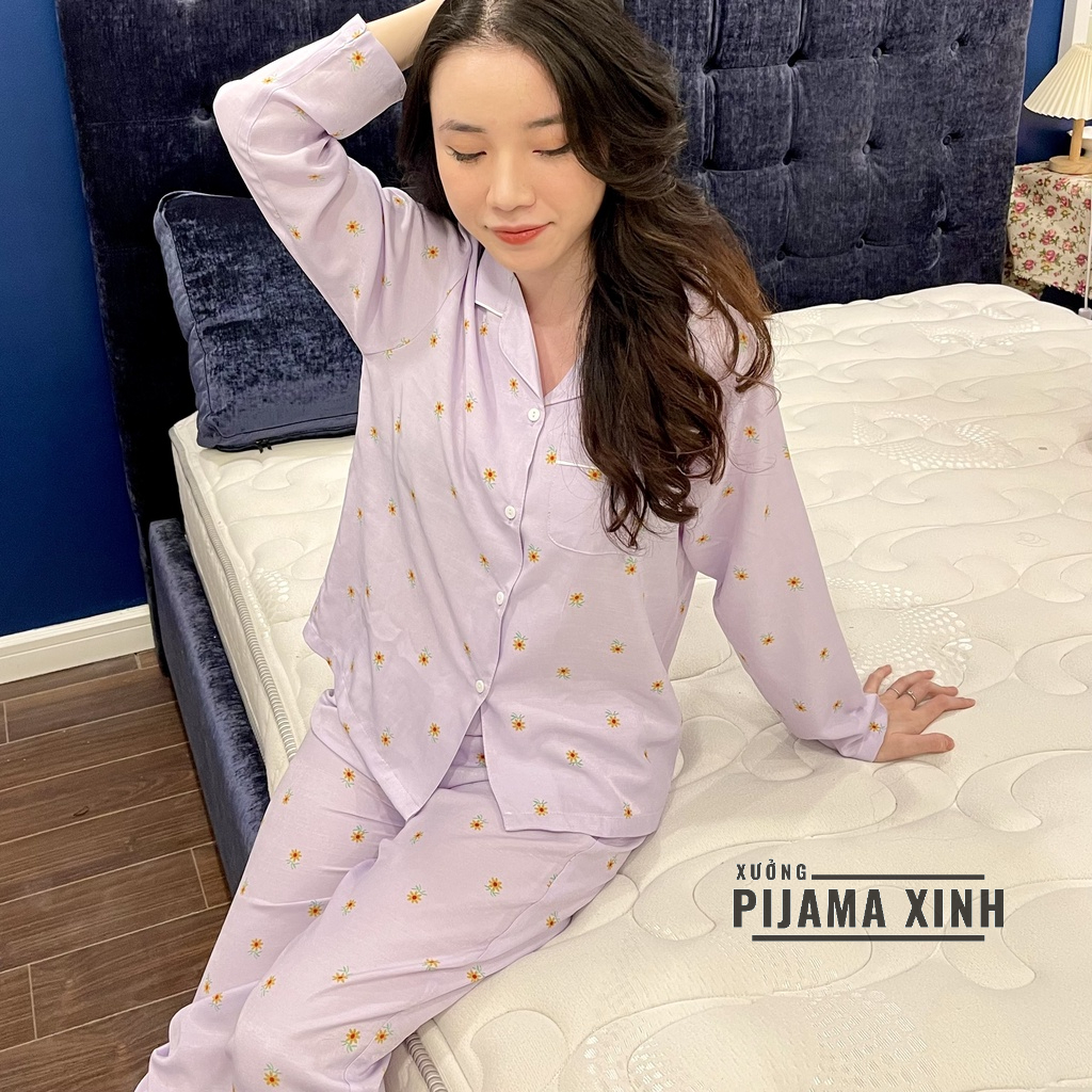 BỘ ĐŨI MẶC NHÀ DÀI TAY - Pijama Chất Lụa Đũi Mềm Thoáng Mát Nhiều Họa Tiết Nhiều Màu
