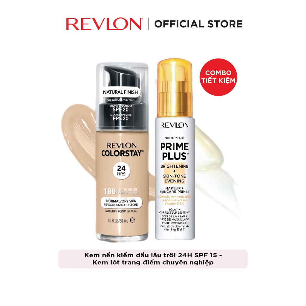 [Combo] Kem nền kiềm dầu lâu trôi Revlon Colorstay 24h SPF 15 và Kem lót trang điểm chuyên nghiệp Photoready Prime Plus