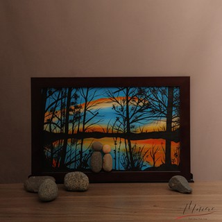 Tranh treo tường nghệ thuật đá cuội buổi chiều [Freeship], Tranh trang trí - MNIAC -TĐSHNBC3045