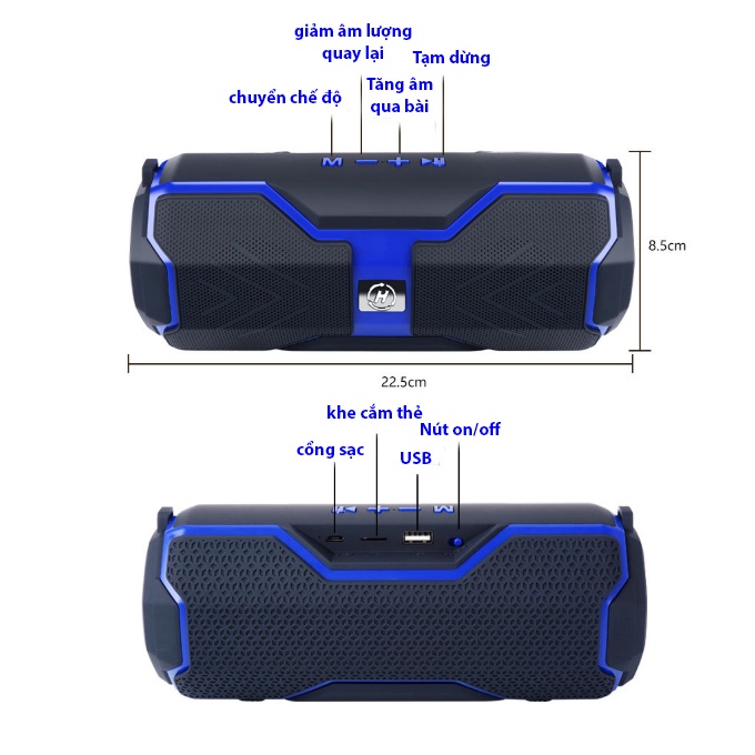 Loa bluetooth âm thanh vòm 6D , công suất 20W, bass mạnh H29