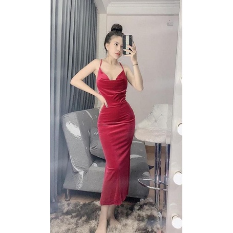 đầm body cổ đổ 2 dây