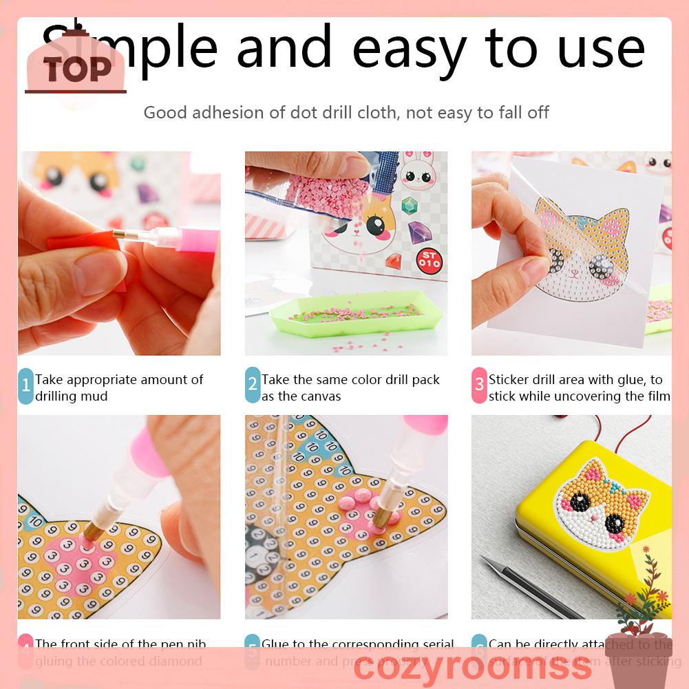 Sticker Dán Tường Họa Tiết Hoạt Hình Đính Đá DIY Dễ Thương Bắt Mắt