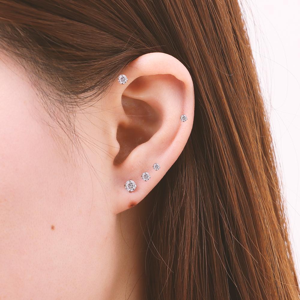 Khuyên Tai Thép Phẫu Thuật MIH Tragus|Khuyên Xỏ Tai Prong CZ Tragus Helix