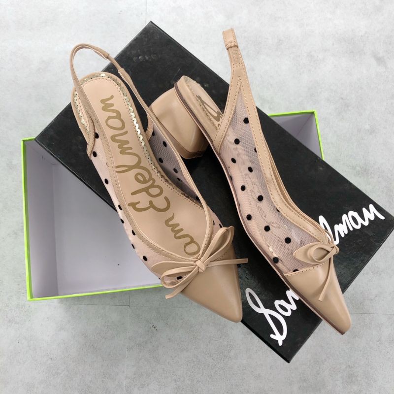 Giày cao gót nữ mặt lưới mũi nhọn có quai sau đế 4cm Sam Edelman