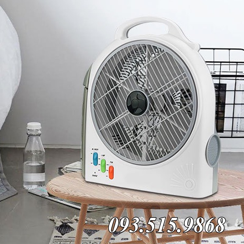 Quạt Sạc Tích Điện MELODY FAN - Quạt Tích Điện Dạng Hộp Hai Bình Ắc Quy Sử Dụng Thời Gian 8 Tiếng, Có Đèn Led Siêu Sáng