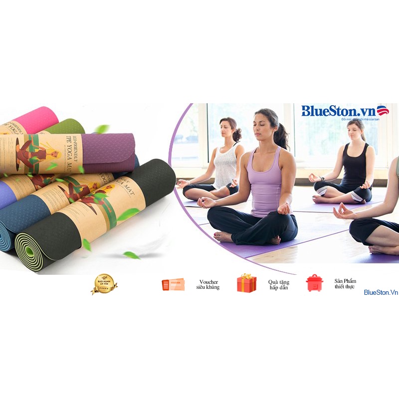Thảm tập yoga gym trong nhà chống trượt tpe cao cấp 2 lớp dày 6mm