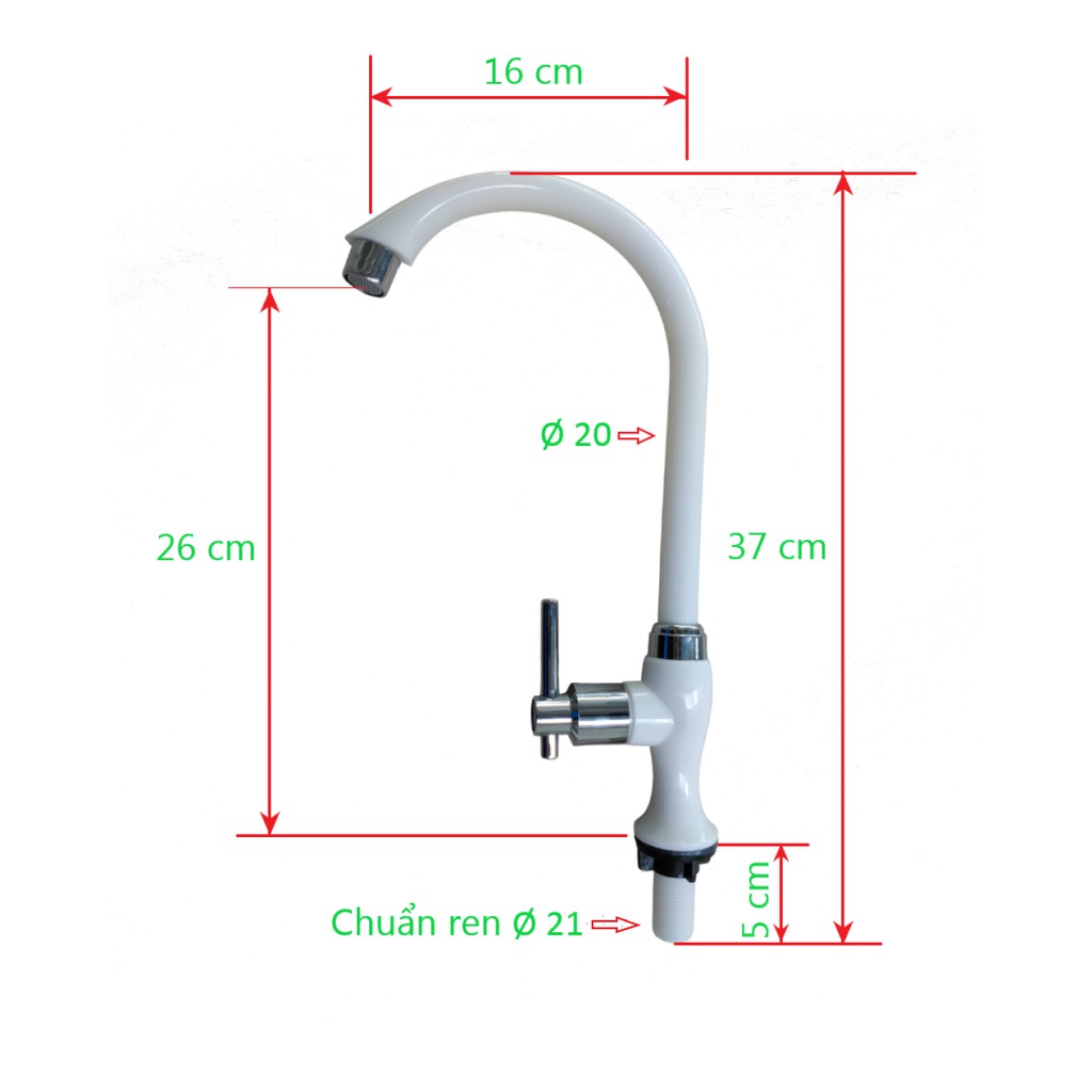 Vòi chậu rửa chén bát lạnh , tay gạt xi