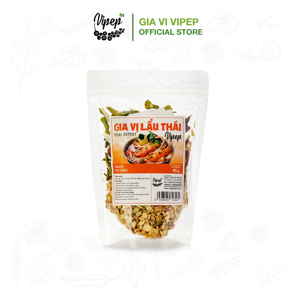 Gói gia vị lẩu thái Vipep 85g chua cay, có sẵn rau củ nước lẩu, tiện lợi nấu dùng ngay