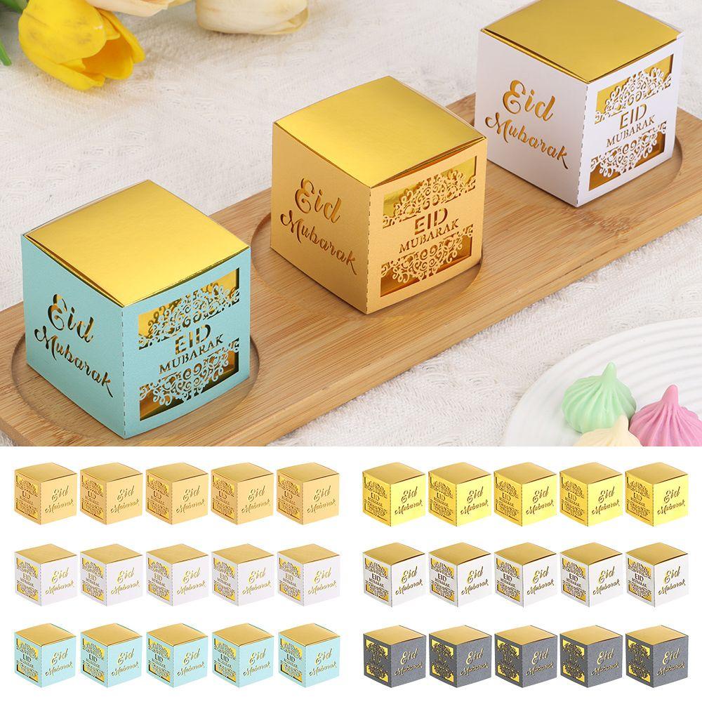 Set 5 / 10 Hộp Giấy Đựng Quà In Chữ Happy-Fitr Ramadan Kareem DIY Thời Trang