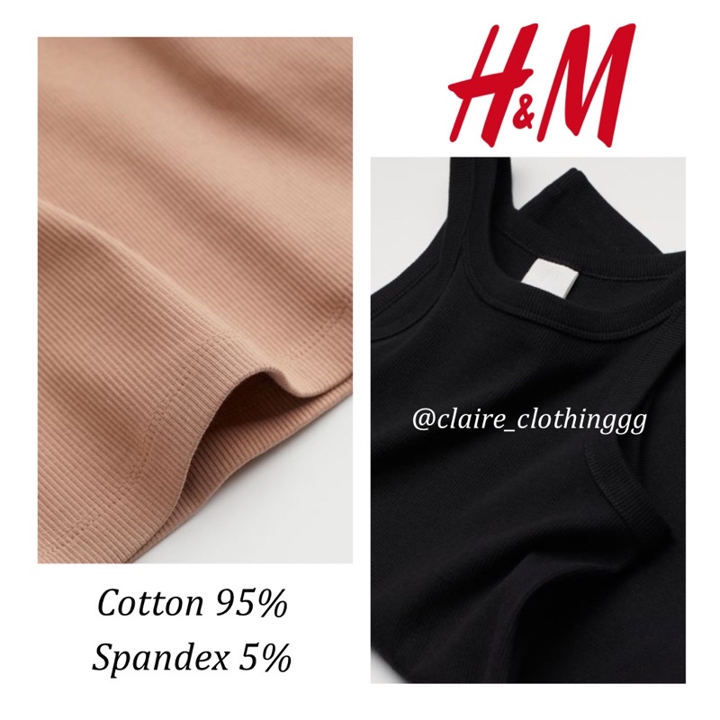 Áo H&M Ribbed Tank Top Khoét Nách Đường Gân
