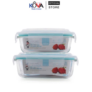 Bộ 2 hộp thủy tinh chịu nhiệt Kova 640ml & 370ml