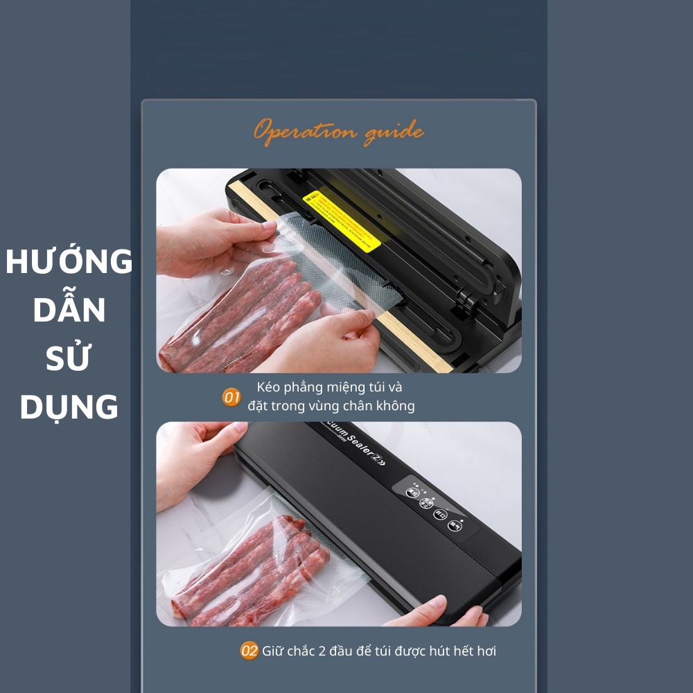 Máy hút chân không thực phẩm không kén túi cao cấp, máy ép chân không kèm hàn túi bảo quản thực phẩm tốt