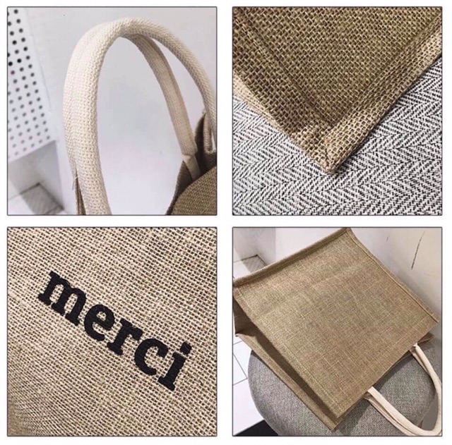 [Siêu phẩm thời trang] Túi cói thời trang Merci chuẩn loại 1 vỏ nâu | BigBuy360 - bigbuy360.vn