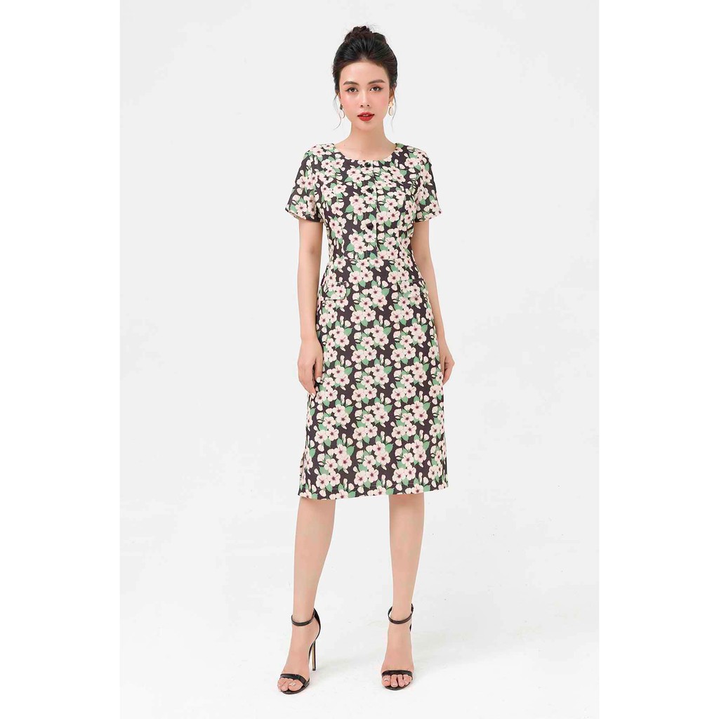 Đầm Ôm LAMER Nẹp Khuy Tay Cộc L63F21H012