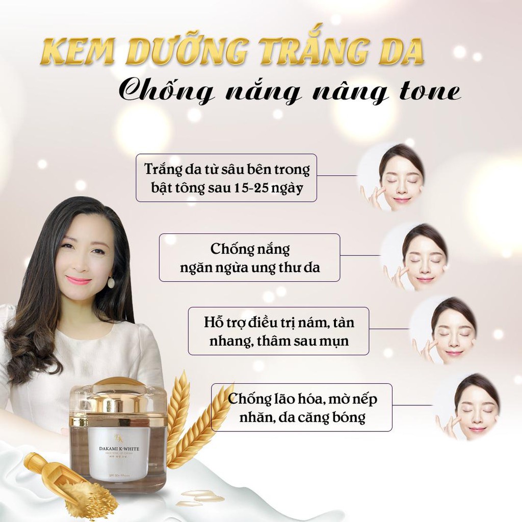 Kem Dakami K-White dưỡng da chống nắng nâng tone SPF50/ PA+++ 30g