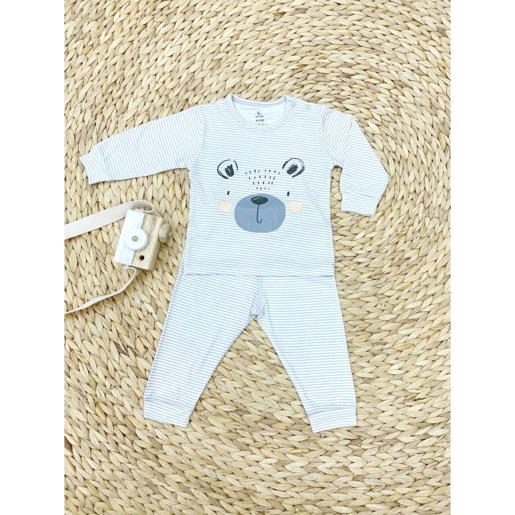 [CHÍNH HÃNG] Bộ áo dài tay quần dài khuy vai trẻ em petit họa tiết động vật đáng yêu Moon