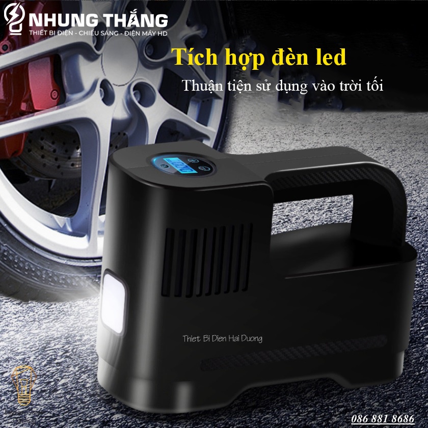 Bơm Lốp Ôtô,Xe Hơi Điện Tử Đa Năng ST-217C - Chế Độ Tự Ngắt - Tích Hợp Đèn Led - Pin Sạc Tích Điện - Bảo Hành 1 Năm
