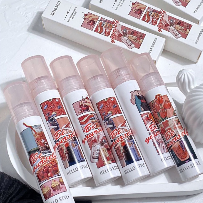 Son Bóng Hellostyle Dạng Lỏng 6 Màu Tùy Chọn Chống Nước Dưỡng Ẩm Tiện Dụng