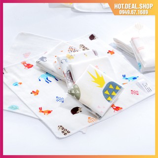 Gói 10 chiếc khăn sữa sợi tre 4 lớp cho bé - Khăn xô cho bé 4 lớp 28x28cm