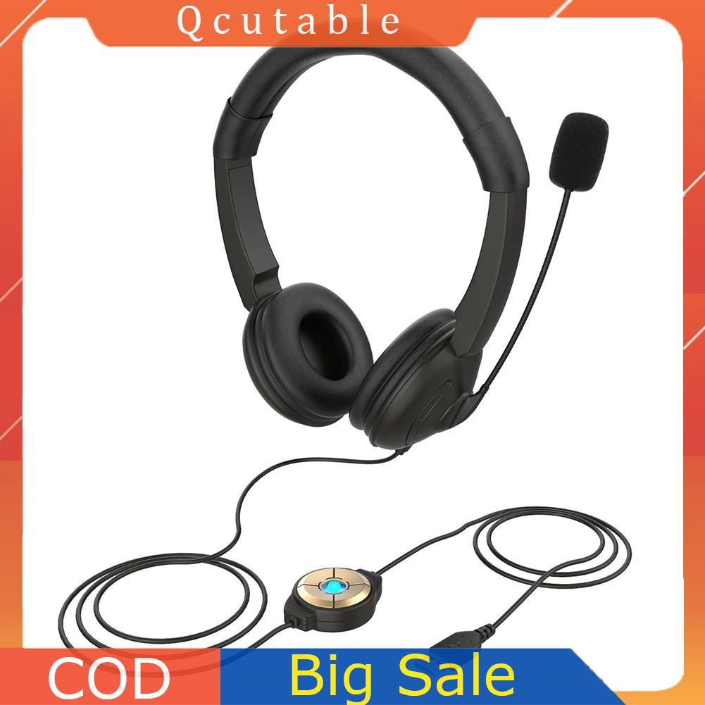 USB Wired Online Learning Call Center PC Line Control Gaming MIC Headphone 