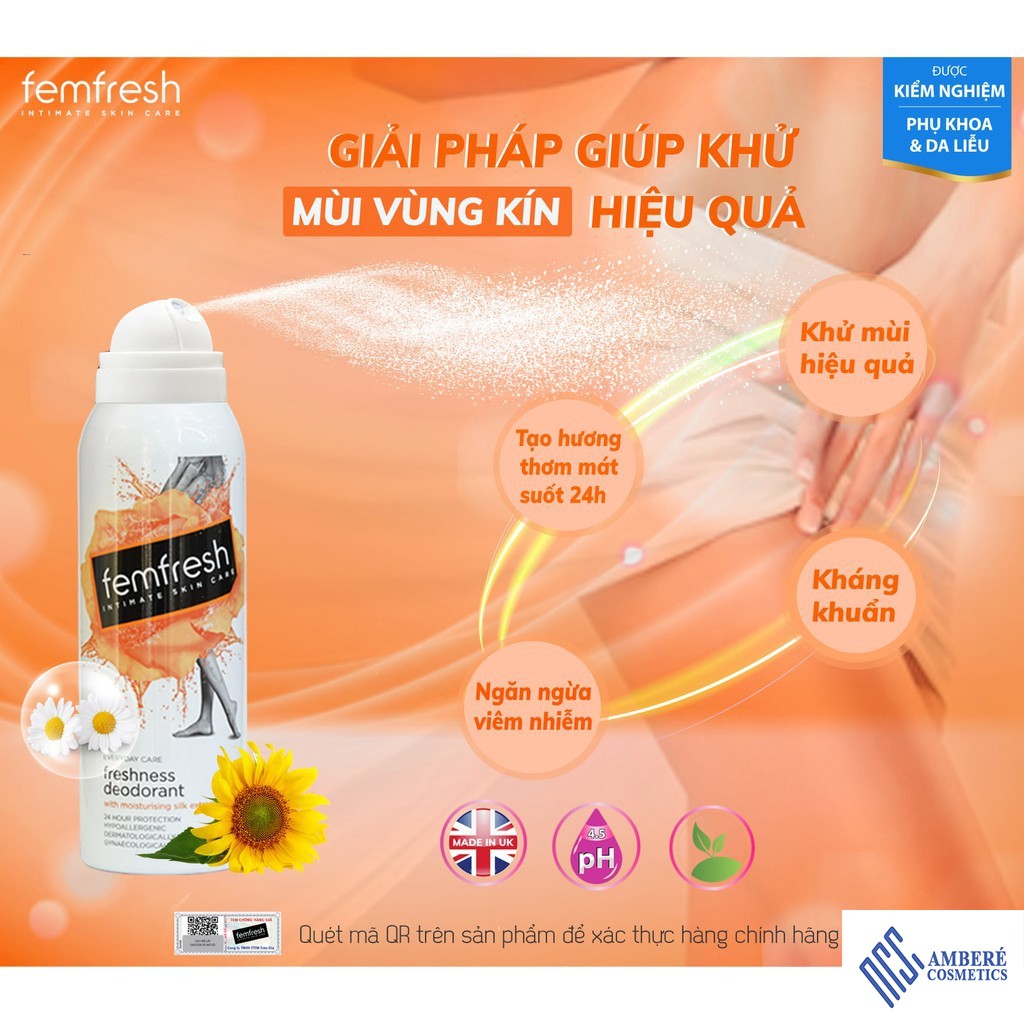 Xịt Thơm Mát Vùng Kín Femfresh Cao Cấp 125ml nhập khẩu Anh Quốc