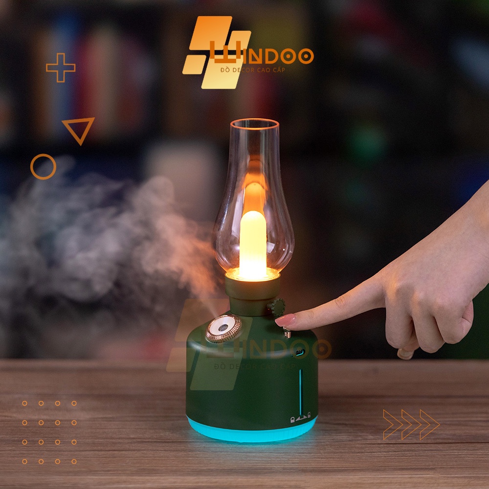 Máy phun sương xông tinh dầu tạo ẩm không khí hình đèn dầu cổ điển