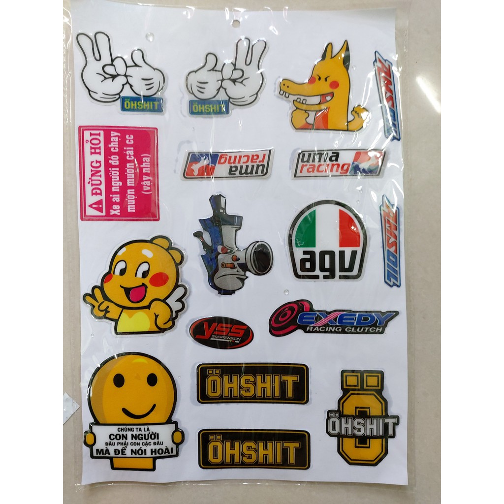 Tem sticker logo hoạt hình vui nhộn nổi