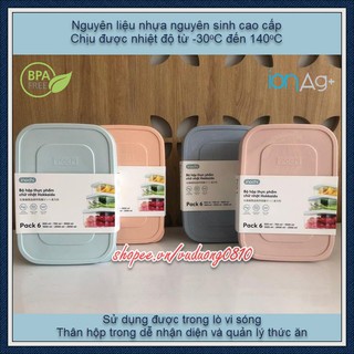 Bộ 6 hộp nhựa đựng thực phẩm chữ nhật Inochi (dung tích từ 500-2500ml) ✿✿✿ trữ đông, kháng khuẩn, an toàn [Hoả tốc HCM]