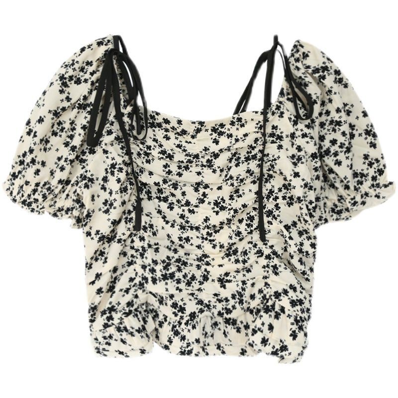 Áo Voan Hoa Tay Phồng Dáng Ngắn Phong Cách Pháp Thời Trang Mùa Hè Mới Cho Nữ Mm2021