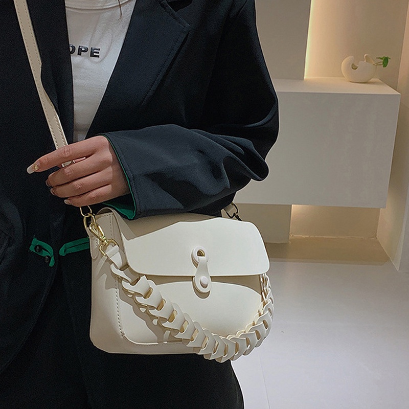 IELGY Túi Đeo Chéo Bằng Da pu Màu Trơn Thời Trang Cho Nữ