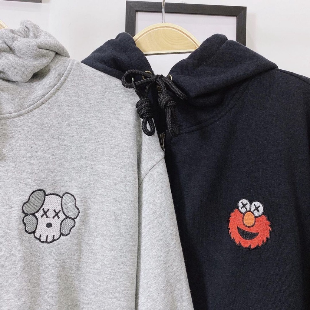 Áo Khoác Hoodie Thêu KAWS Vải Nỉ Bông Form Rộng Ulzzang Unisex