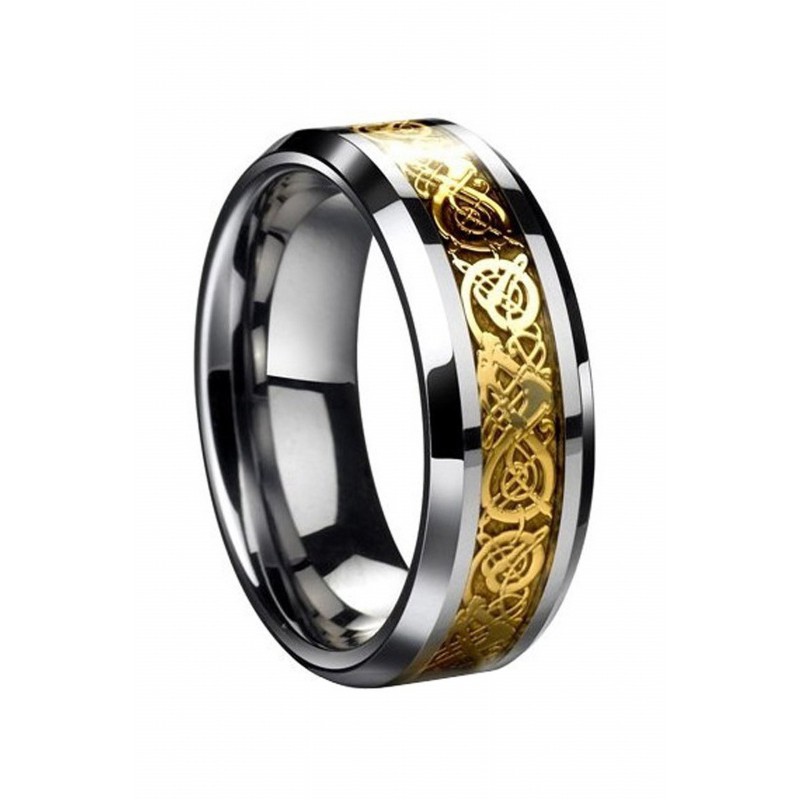 Nhẫn mạ vàng họa tiết rồng thời trang cho nam