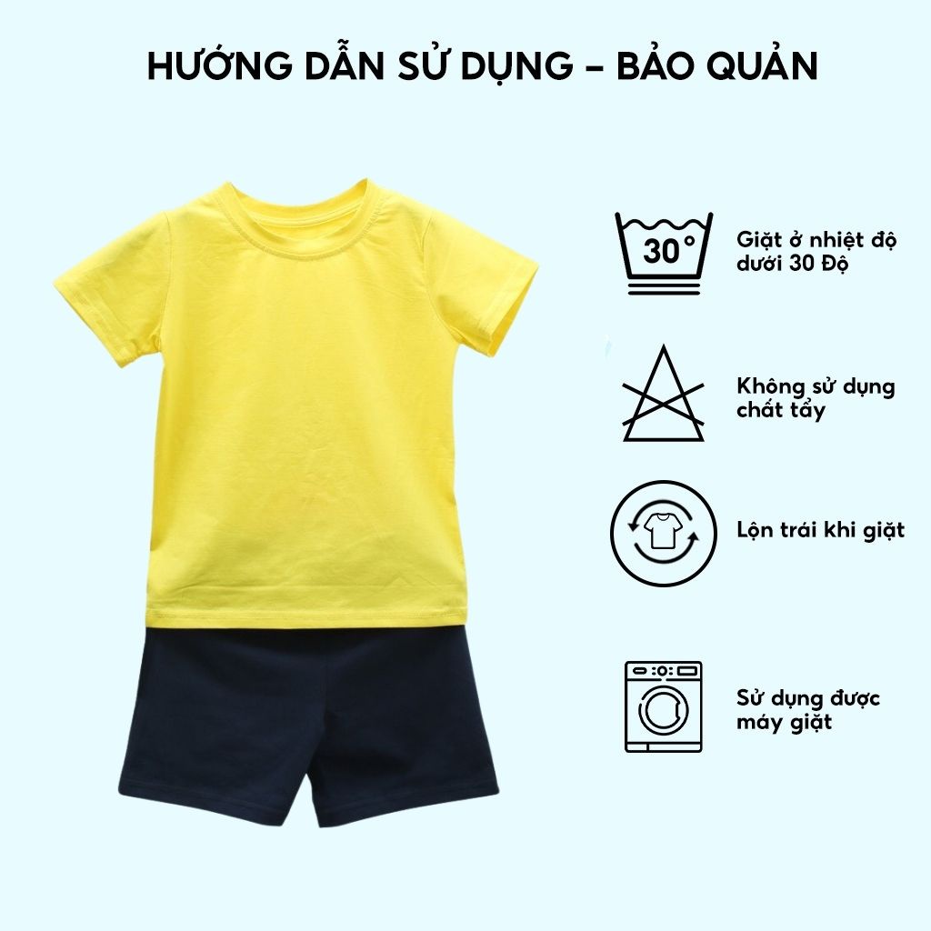 Đồ bộ bé trai áo thun quần short trơn BabyloveGo chất liệu cotton sợi thoáng mát co giãn cho trẻ từ 8-38kg