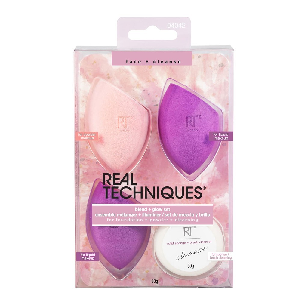 Bộ Mút Trang Điểm Real Techniques Blend + Glow (Mút Phấn Phủ+ Mút Tán Nền+ Vệ Sinh Mút)