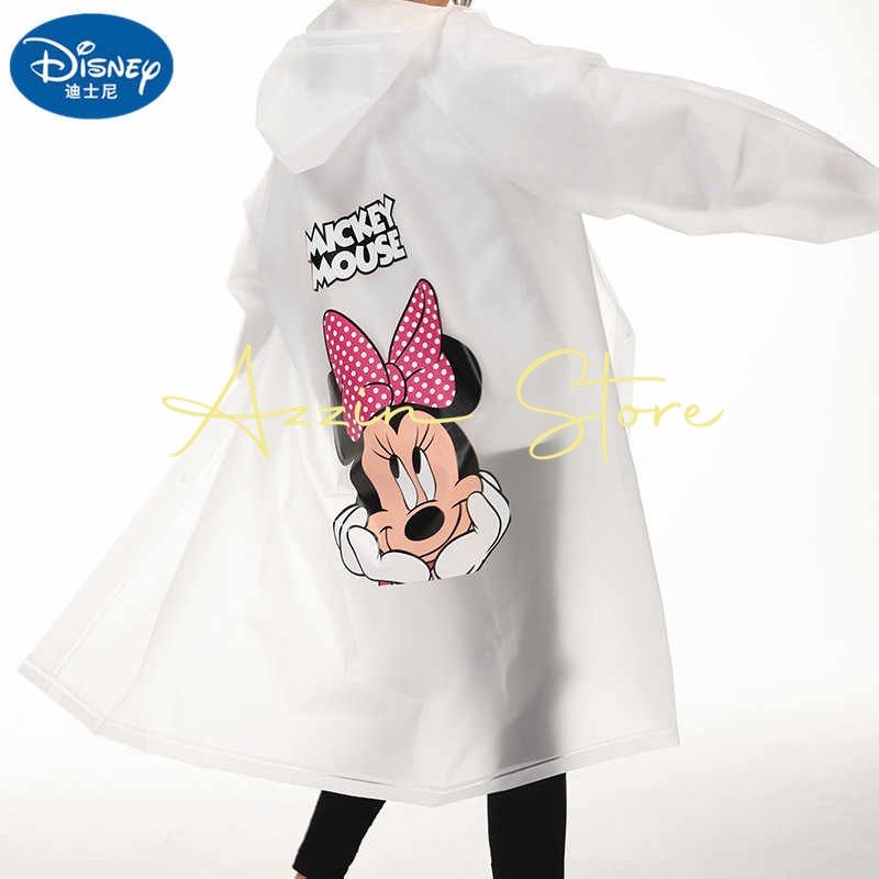 Áo Mưa Chuột Mickey Minnie Mouse Hoạt Hình Disney Dễ Thương Măng Tô Chất Liệu Nhựa PVC Màu Trắng Trong Và Màu Đen Đi Mưa