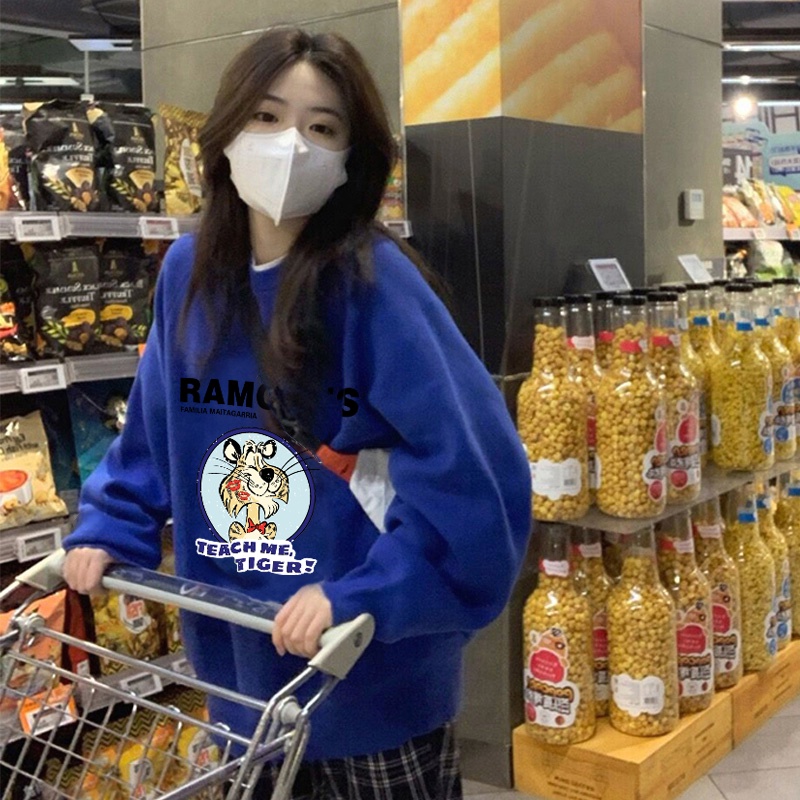 NRVP Áo Thun Tay Dài Oversize In Họa Tiết Phong Cách Hàn Quốc Thời Trang Cho Nam Và Nữ