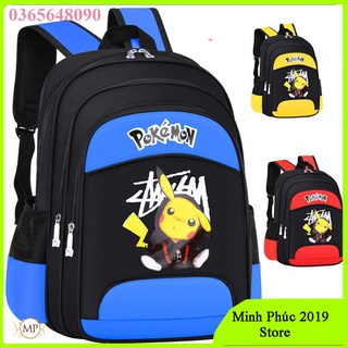 Balo siêu nhẹ cho bé trai bé gái in hình Pokemon dễ thương - Cặp sách học sinh tiểu học trung học từ lớp 1- 9
