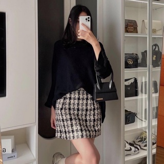 Chân váy chữ A dạ tweed