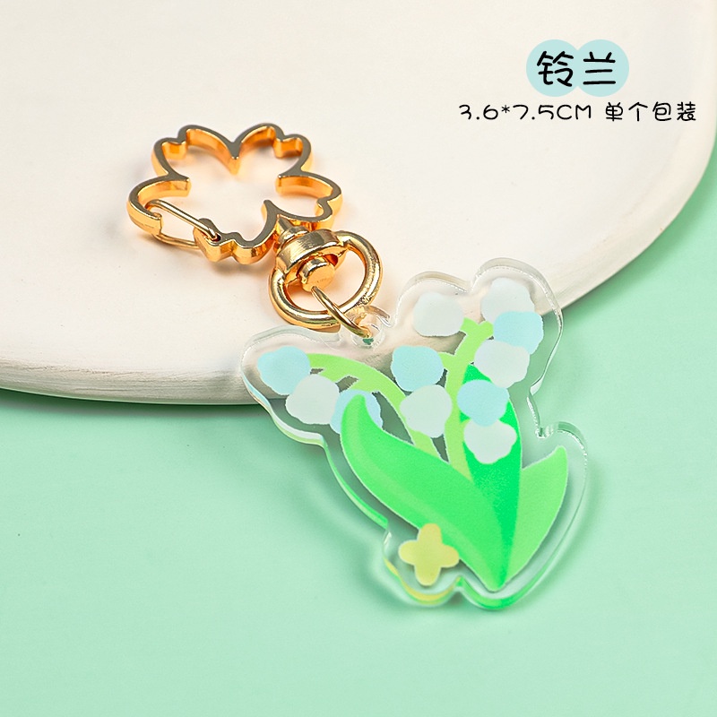 Móc Khóa Nhựa Acrylic Hình Hoa Xinh Xắn