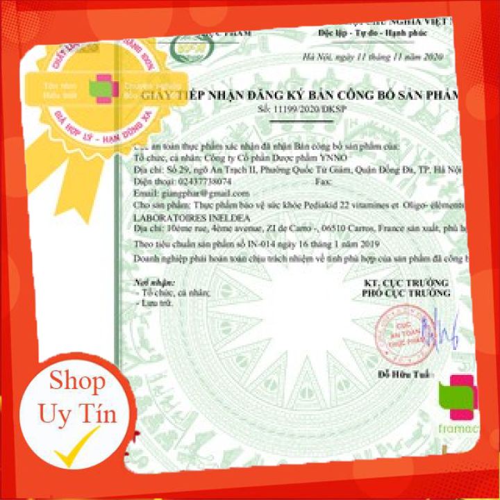 Vitamin tổng hợp  cho trẻ nhỏ từ 6 tháng tuổi Pediakid 22 Vitamins & Minerals, Pháp