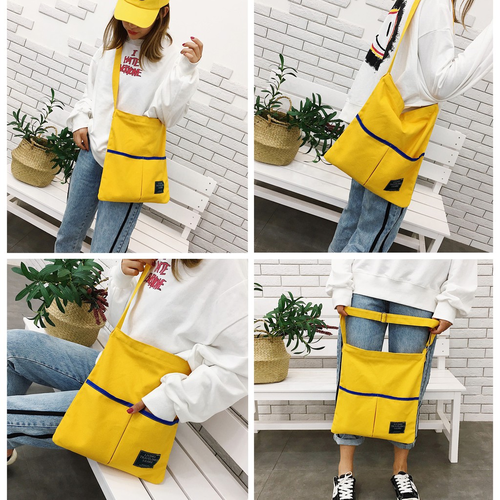 [Mã FASHIONT4WA2 giảm 10K đơn từ 50K] Túi Tote Living Vải Phối Line Thanh Lịch M633