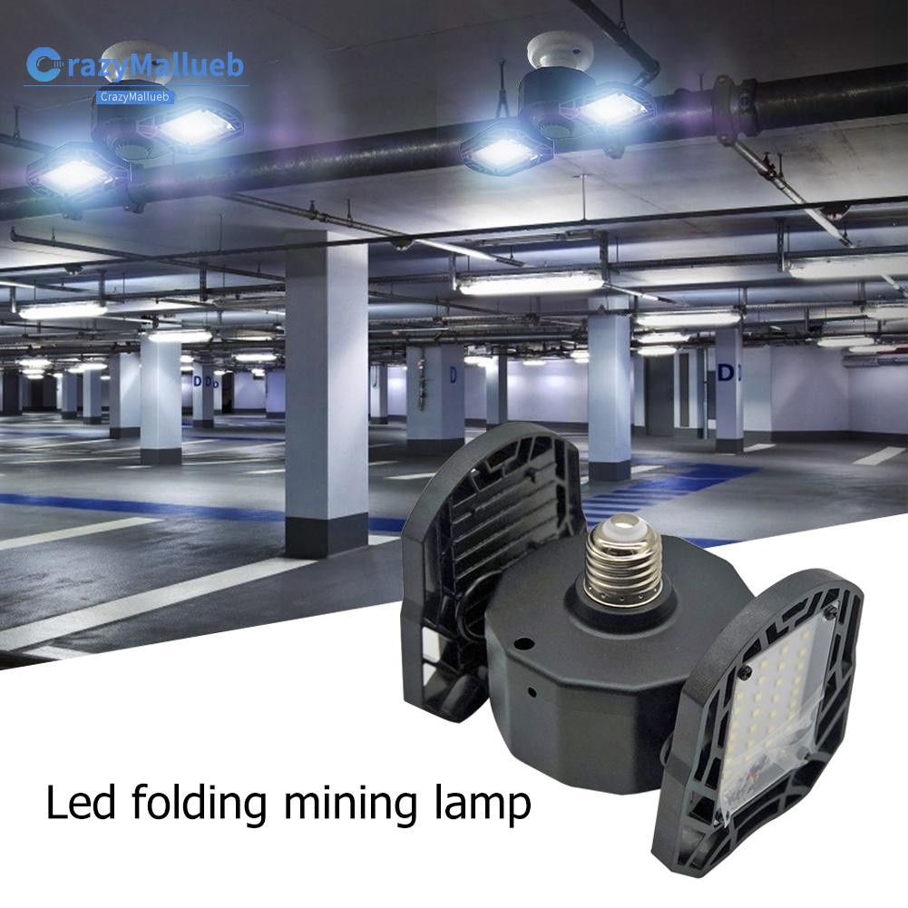 Crazymallueb❤New 360 Degree LED Garage Lights E27 30/40/60/80W Deformable Ceiling Lights 3 Panel Adjustable for Garage