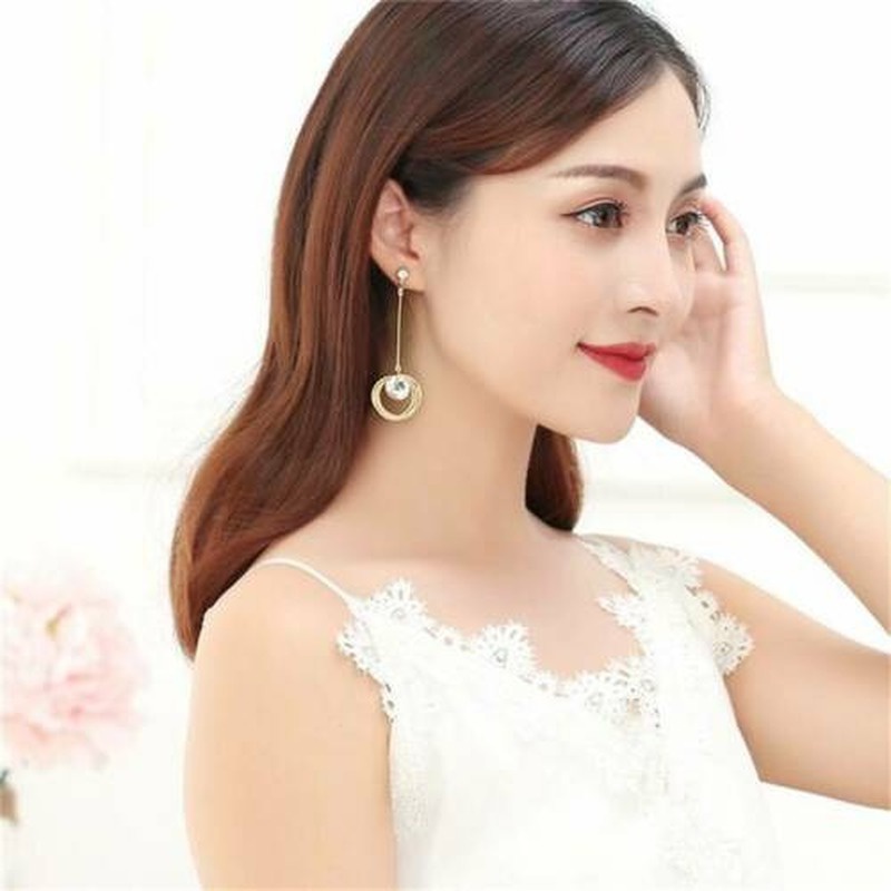 Hoa Tai Dáng Dài Mạ Vàng Thiết Kế Đơn Giản Cho Nữ