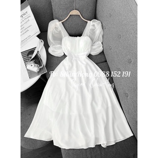 M132 Đầm dài tiểu thư tay lở phối voan( Ảnh shop chụp thật 100%)