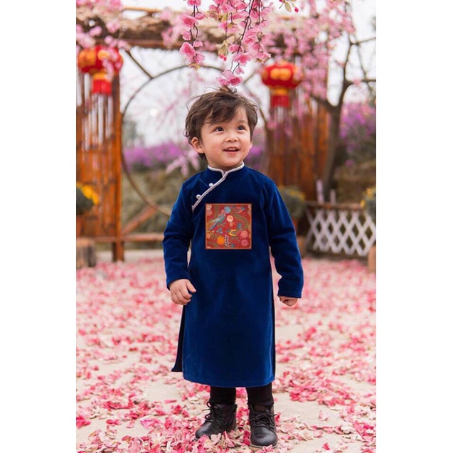 Áo dài Tết cách tân mẫu mới 2024 cho bé trai, bé gái 1 2 3 4 5 6 7 8 9 10 tuổi từ 8 -35kg