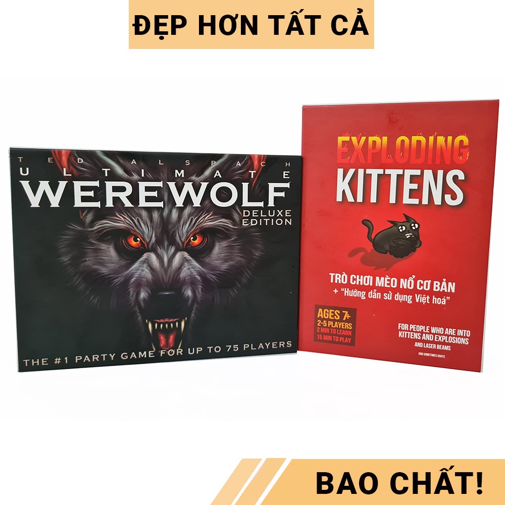 Bộ đồ chơi thẻ bài hay nhất Bài Ma sói Ultimate bản mở rộng + Bài Mèo nổ bản Basic đã Việt hóa