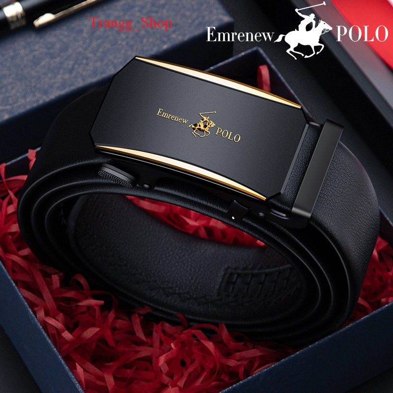 Thắt Lưng Nam Da Bò Cao Cấp Emrenew Polo 2 Lớp Full hộp Đựng