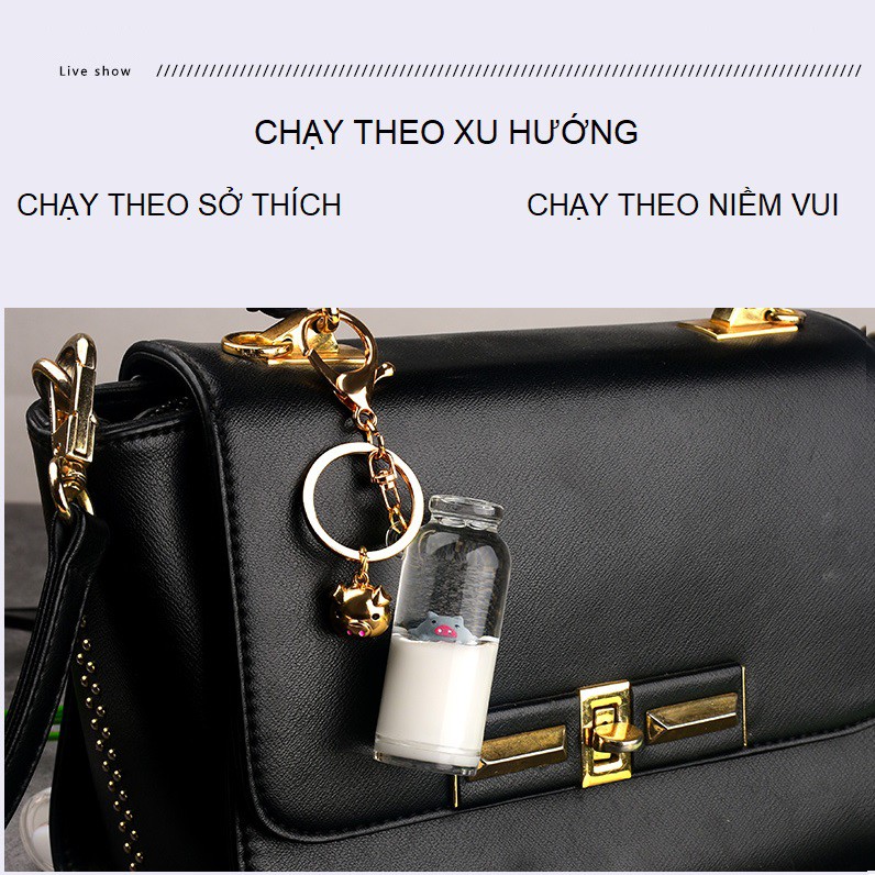 Móc khóa heo con trong bình sữa cute dễ thương treo chìa khóa balo túi xách làm quà tặng ✅