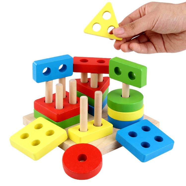 [Tặng rubic đơn 99k] Bộ đồ chơi lắp ghép hình khối cho bé học toán đầu đời