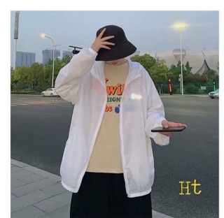 Áo khoác gió dù trắng in phản quang gẫy